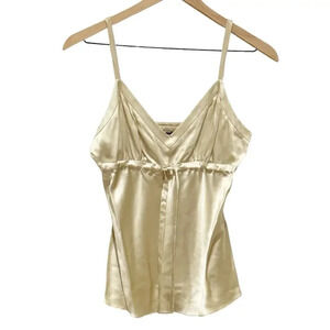 Vintage J. Crew Y2K Babydoll Champagne Gold Holiday 100% Silk Tank